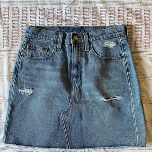 Levi's Denim Blue Distressed Skirt